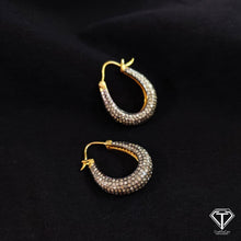 Load image into Gallery viewer, Handmade Pave Diamond Sterling Silver Mini Hoops
