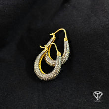 Load image into Gallery viewer, Handmade Pave Diamond Sterling Silver Mini Hoops
