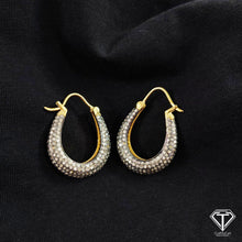 Load image into Gallery viewer, Handmade Pave Diamond Sterling Silver Mini Hoops

