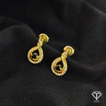Load image into Gallery viewer, Pave Diamond Black Spinal Stud Earrings: Sterling Silver
