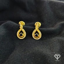 Load image into Gallery viewer, Pave Diamond Black Spinal Stud Earrings: Sterling Silver
