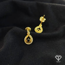Load image into Gallery viewer, Pave Diamond Black Spinal Stud Earrings: Sterling Silver
