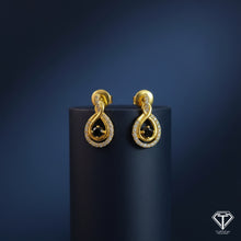 Load image into Gallery viewer, Pave Diamond Black Spinal Stud Earrings: Sterling Silver

