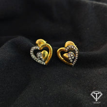 Load image into Gallery viewer, Pave Diamond Heart Earrings: Sterling Silver Findings
