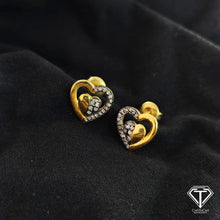 Load image into Gallery viewer, Pave Diamond Heart Earrings: Sterling Silver Findings

