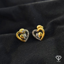 Load image into Gallery viewer, Pave Diamond Heart Earrings: Sterling Silver Findings
