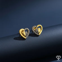 Load image into Gallery viewer, Pave Diamond Heart Earrings: Sterling Silver Findings
