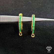 Load image into Gallery viewer, Emerald Stud Earrings: Sterling Silver
