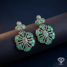 Load image into Gallery viewer, Pave Diamond Sterling Silver Earrings: Modern Dangle Jewelry
