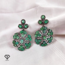 Load image into Gallery viewer, Pave Diamond Sterling Silver Earrings: Modern Dangle Jewelry
