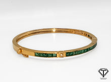 Load image into Gallery viewer, Pave Emerald Bangle, Handmade Designer Bangles, 925 Sterling Silver, Women Bangle Jewelry
