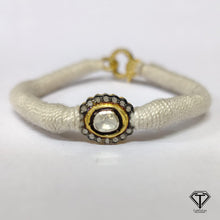 Load image into Gallery viewer, Pave Diamond Polki Bracelet, Handmade Designer Diamond Bangles, 925 Sterling Silver, Women Diamond Bangle Jewelry
