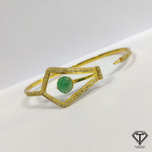 Load image into Gallery viewer, Pave Diamond Emerald Bangle, Handmade Designer Diamond Bangles, 925 Sterling Silver, Women Diamond Bangle Jewelry
