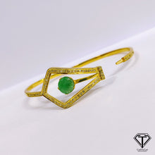 Load image into Gallery viewer, Pave Diamond Emerald Bangle, Handmade Designer Diamond Bangles, 925 Sterling Silver, Women Diamond Bangle Jewelry

