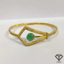 Load image into Gallery viewer, Pave Diamond Emerald Bangle, Handmade Designer Diamond Bangles, 925 Sterling Silver, Women Diamond Bangle Jewelry
