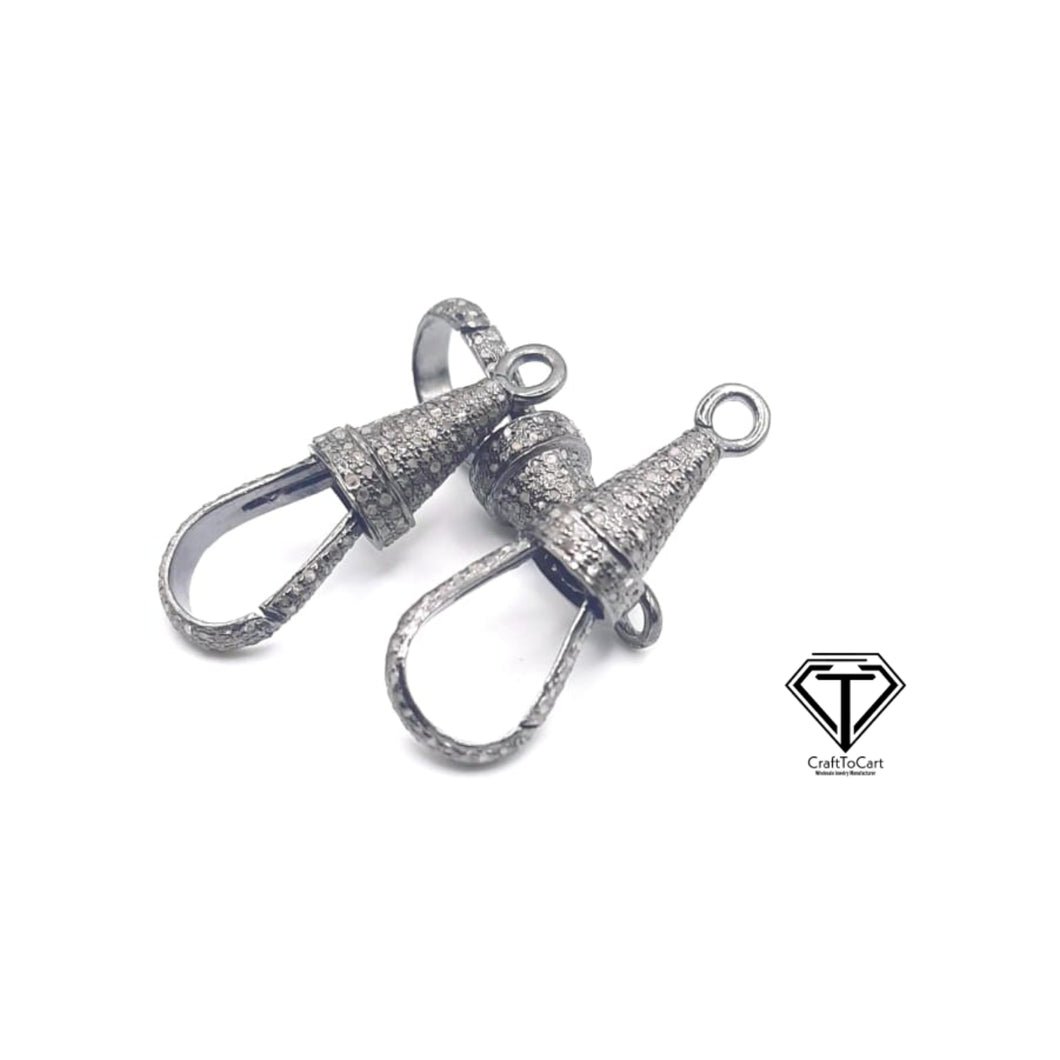 Pave Diamond Lobster, Pave Diamond Clasp, 925 Sterling Silver Handmade Finish Lock, Diamond Small Clasp, Diamond Lobster Lock