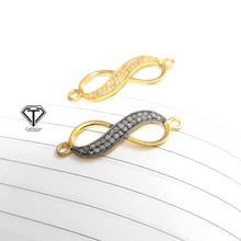 Load image into Gallery viewer, Pave Diamond infinity Lobster Lock, 925 Sterling Silver, Diamond Findings, Diamond Lobster Clasp 925 sterling silver handmade
