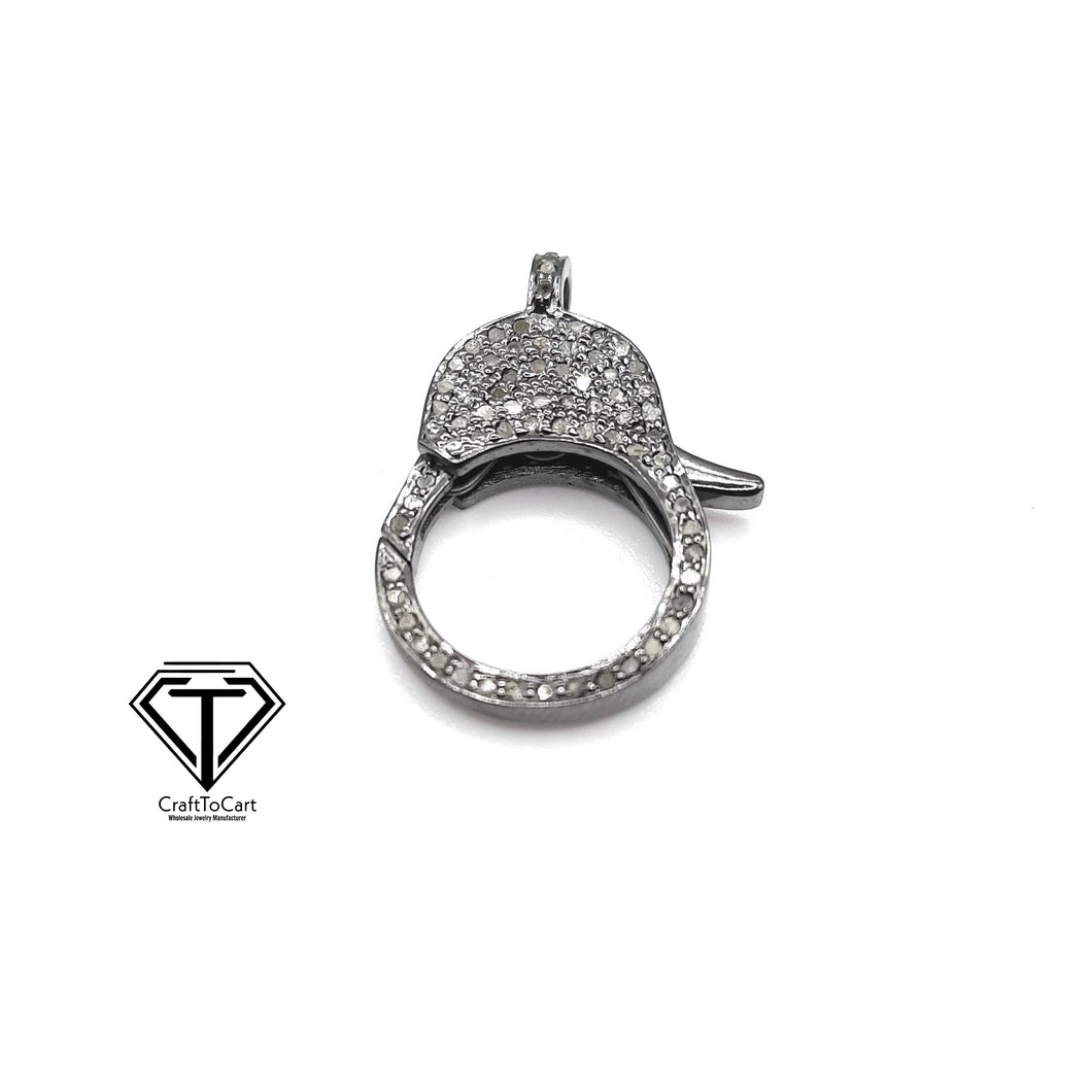 Pave Diamond Lobster, Pave Diamond Clasp, 925 Sterling Silver Handmade Finish Lock, Diamond Small Clasp, Diamond Lobster Lock