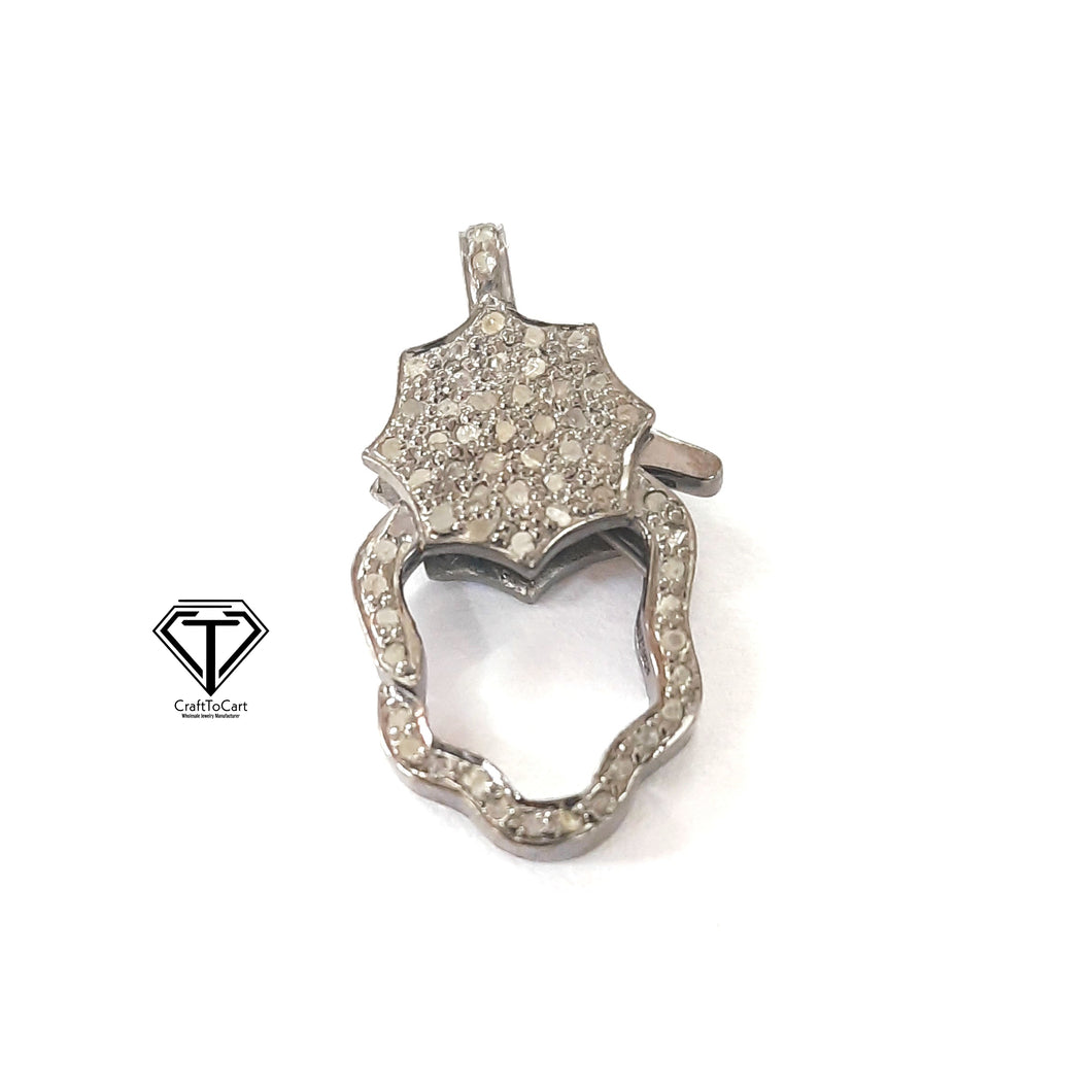 Pave Diamond Lobster, Pave Diamond Clasp, 925 Sterling Silver Handmade Finish Lock, Diamond Small Clasp, Diamond Lobster Lock