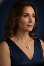 Load image into Gallery viewer, Pave Diamond Heart Pendant, Two Tone Pendant
