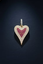 Load image into Gallery viewer, Pave Diamond Heart Pendant, Two Tone Pendant
