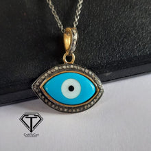 Load image into Gallery viewer, Pave Diamond Eye Pendant, Pave Eye Pendant, 925 Sterling Silver, Diamond Jewelry
