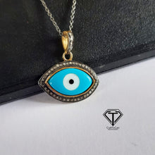 Load image into Gallery viewer, Pave Diamond Eye Pendant, Pave Eye Pendant, 925 Sterling Silver, Diamond Jewelry
