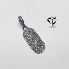 Load image into Gallery viewer, Pave Diamond Bar Pendant, 925 Sterling Silver Flower Charm Pendant, Jewelry Findings, Handmade Jewelry
