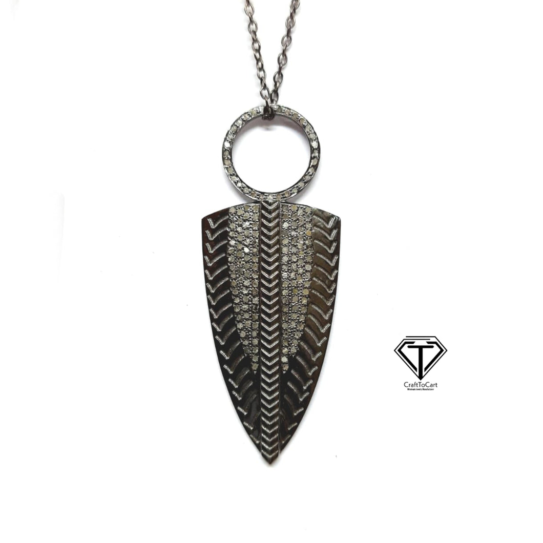 Pave Diamond Arrow Pendant, 925 Sterling Silver, Diamond Findings, Pave Diamond Jewelry