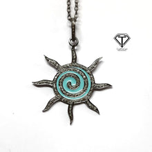 Load image into Gallery viewer, Sun Star Enamel Charm Pendant, 925 Sterling Silver, Diamond Findings, Pave Diamond Jewelry
