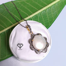 Load image into Gallery viewer, Pave Unique Sea Shell Pendant, 925 Sterling Silver, Pave Diamond Jewelry, Handmade Jewelry
