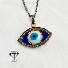 Load image into Gallery viewer, Pave Diamond Eye Pendant, Pave Eye Pendant, 925 Sterling Silver, Diamond Jewelry
