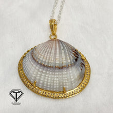 Load image into Gallery viewer, Pave Unique Sea Shell Pendant, 925 Sterling Silver, Pave Diamond Jewelry, Handmade Jewelry
