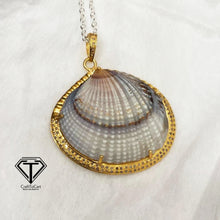 Load image into Gallery viewer, Pave Unique Sea Shell Pendant, 925 Sterling Silver, Pave Diamond Jewelry, Handmade Jewelry
