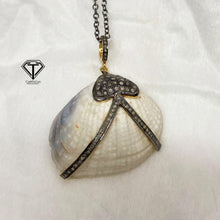 Load image into Gallery viewer, Pave Unique Sea Shell Pendant, 925 Sterling Silver, Pave Diamond Jewelry, Handmade Jewelry

