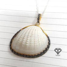 Load image into Gallery viewer, Pave Unique Sea Shell Pendant, 925 Sterling Silver, Pave Diamond Jewelry, Handmade Jewelry
