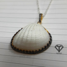 Load image into Gallery viewer, Pave Unique Sea Shell Pendant, 925 Sterling Silver, Pave Diamond Jewelry, Handmade Jewelry
