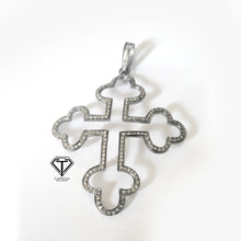 Load image into Gallery viewer, Cross Pendant, Pave Diamond Pendant, 925 Sterling Silver, Pave Diamond Jewelry, Handmade Jewelry
