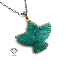 Load image into Gallery viewer, Turquoise Bird Pendant, 92.5 Sterling Silver Pendant, Large Turquoise , Gift For Her, Hippie Pendant, Exquisite Gift, Ultimate Jewelry
