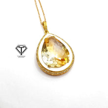 Load image into Gallery viewer, Pave Natural Citrine Pendant, Pave Diamond Pendant, Pave Diamond Jewelry
