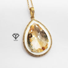 Load image into Gallery viewer, Pave Natural Citrine Pendant, Pave Diamond Pendant, Pave Diamond Jewelry
