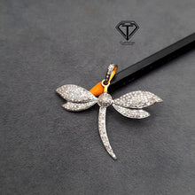 Load image into Gallery viewer, Pave Diamond Dragonfly Pendant, Fly Pendant, Pave Diamond Jewelry, Handmade Jewelry
