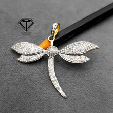 Load image into Gallery viewer, Pave Diamond Dragonfly Pendant, Fly Pendant, Pave Diamond Jewelry, Handmade Jewelry
