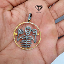 Load image into Gallery viewer, Skull Pendant, Pave Diamond Skull Charm Pendant, Pave Diamond Jewelry, Handmade Jewelry
