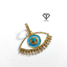 Load image into Gallery viewer, Enamel Pendant, Pave Diamond Enamel Evil Eye Pendant, 925 Sterling Silver, Pave Diamond Pendant, Evil Eye Charm Pendant
