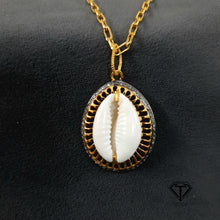 Load image into Gallery viewer, Cowrie Pendant, Pave Diamond Sea Shell Pendant, Handmade Jewelry
