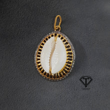 Load image into Gallery viewer, Cowrie Pendant, Pave Diamond Sea Shell Pendant, Handmade Jewelry
