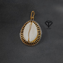 Load image into Gallery viewer, Cowrie Pendant, Pave Diamond Sea Shell Pendant, Handmade Jewelry
