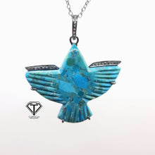 Load image into Gallery viewer, Turquoise Bird Pendant, 92.5 Sterling Silver Pendant, Large Turquoise , Gift For Her, Hippie Pendant, Exquisite Gift, Ultimate Jewelry
