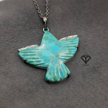 Load image into Gallery viewer, Turquoise Bird Pendant, 92.5 Sterling Silver Pendant, Large Turquoise , Gift For Her, Hippie Pendant, Exquisite Gift, Ultimate Jewelry
